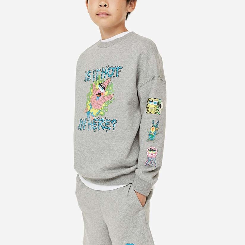 H&M x Spongebob Patrick Starfish Gray Sweatshirt with Shorts Fun Set Size 10